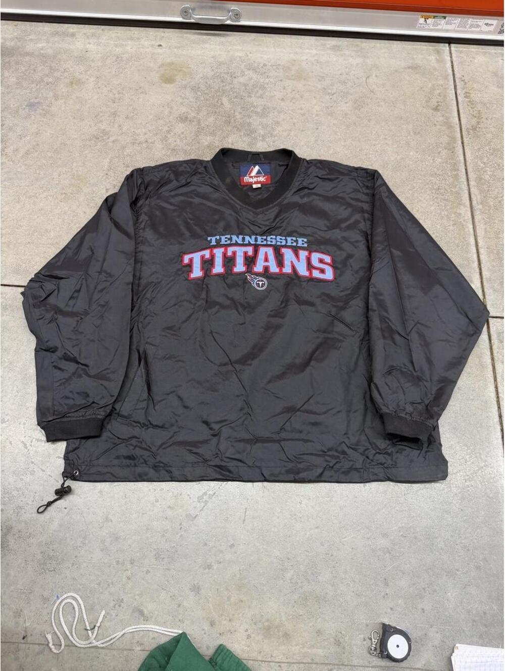 vintage tennessee titans majestic black pullover windbreaker jacket size xl